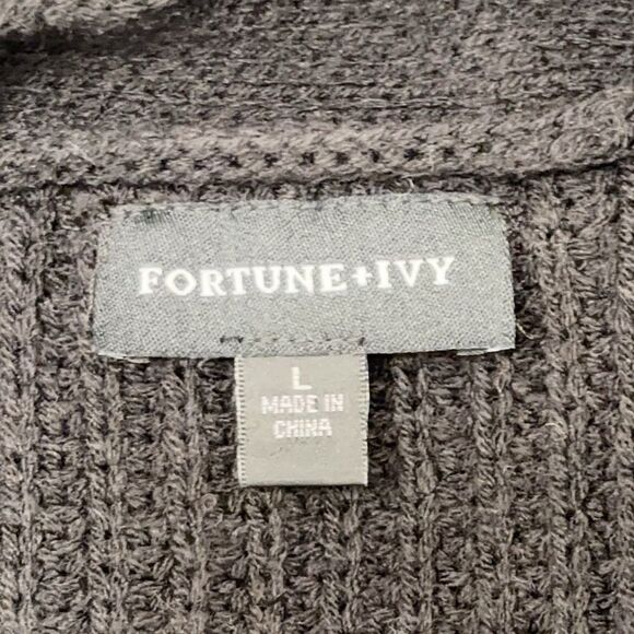 Fortune + Ivy Tan Black Cream Colorblock Open Cardigan Size Large - Picture 8 of 10